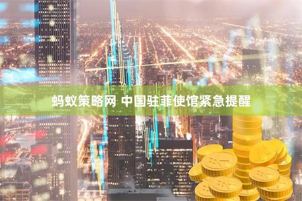 蚂蚁策略网 中国驻菲使馆紧急提醒
